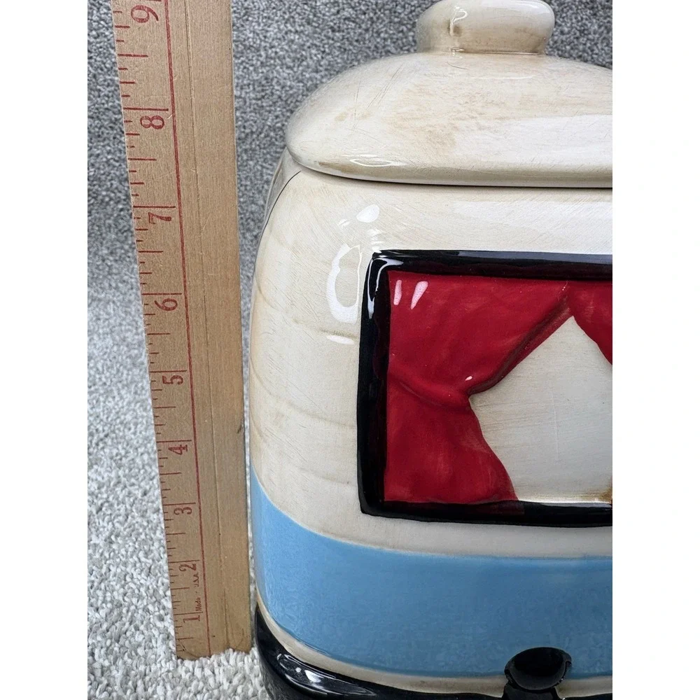 Creative Co-op Happy Camper Cookie Jar Kellie Montana Ceramic Camper R V Kitchen